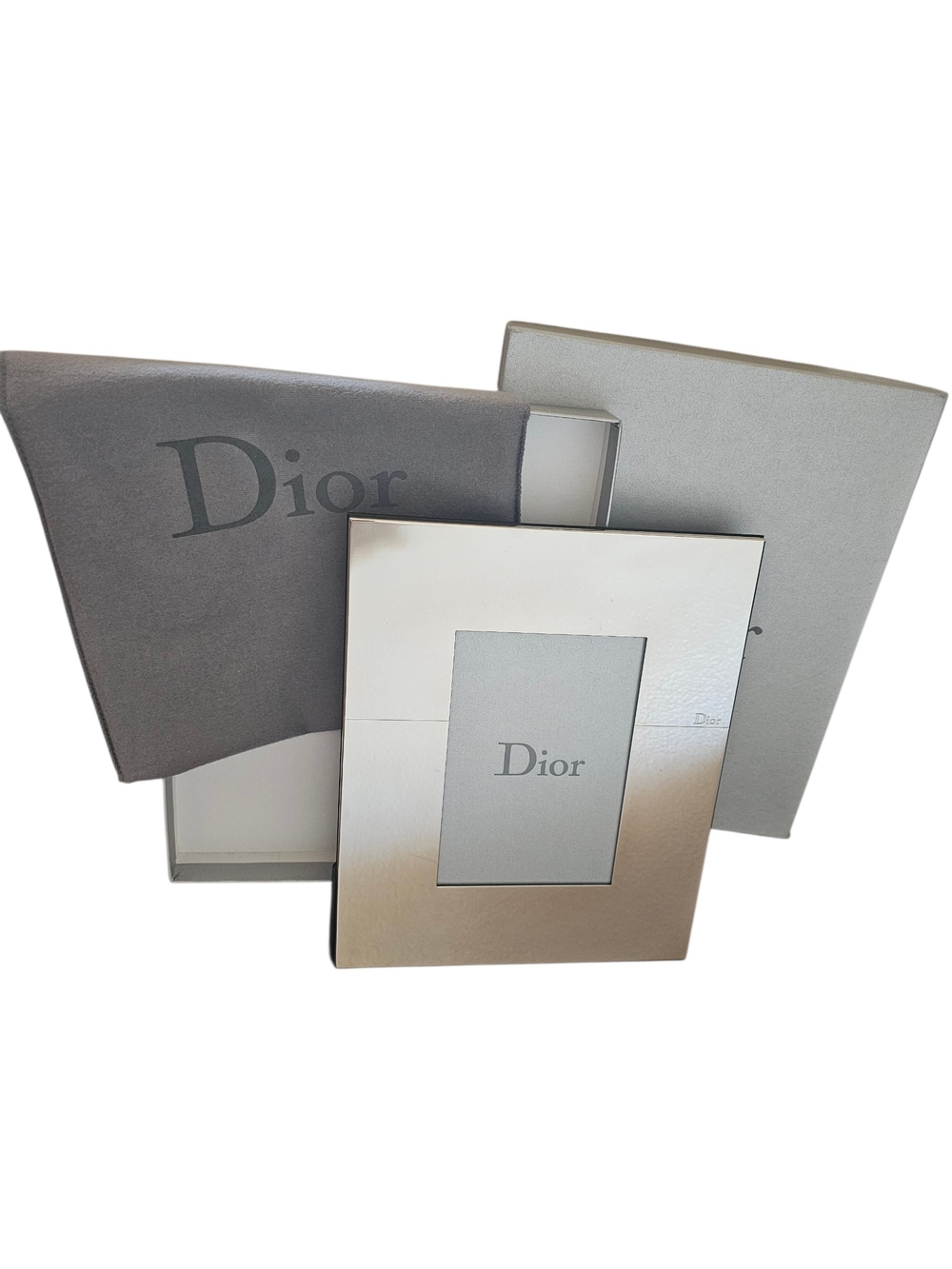 Vintage Dior Luxury Mirrored Silver Finish Tabletop Photo Frame